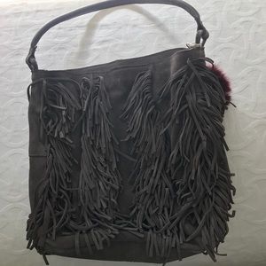 Grey fringe topshop bag